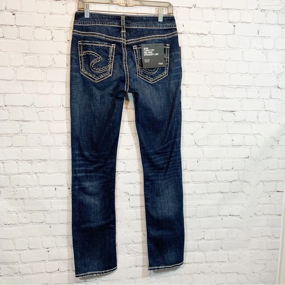 Silver Jeans Suki Curvy Fit Mid Rise Straight Leg NWT - Picture 2 of 9
